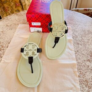 Tory Burch Cream and Black Sandals